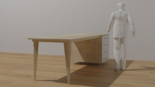 Architecture d'intérieur: Etude 3d d'une table ilot de cuisine/salle à manger avec logiciel 3d